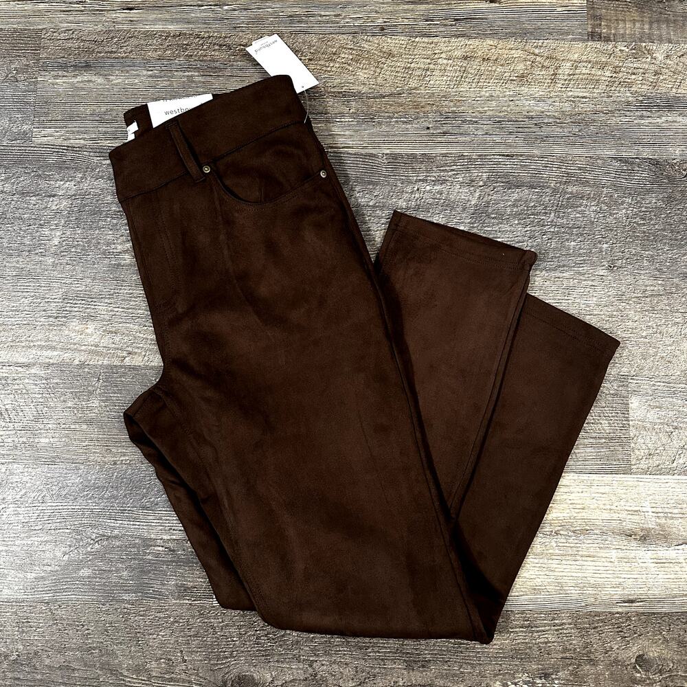 Westbound Womens Brown Solid suede Super Stretch Comfort High Rise Skinny Sz 14W